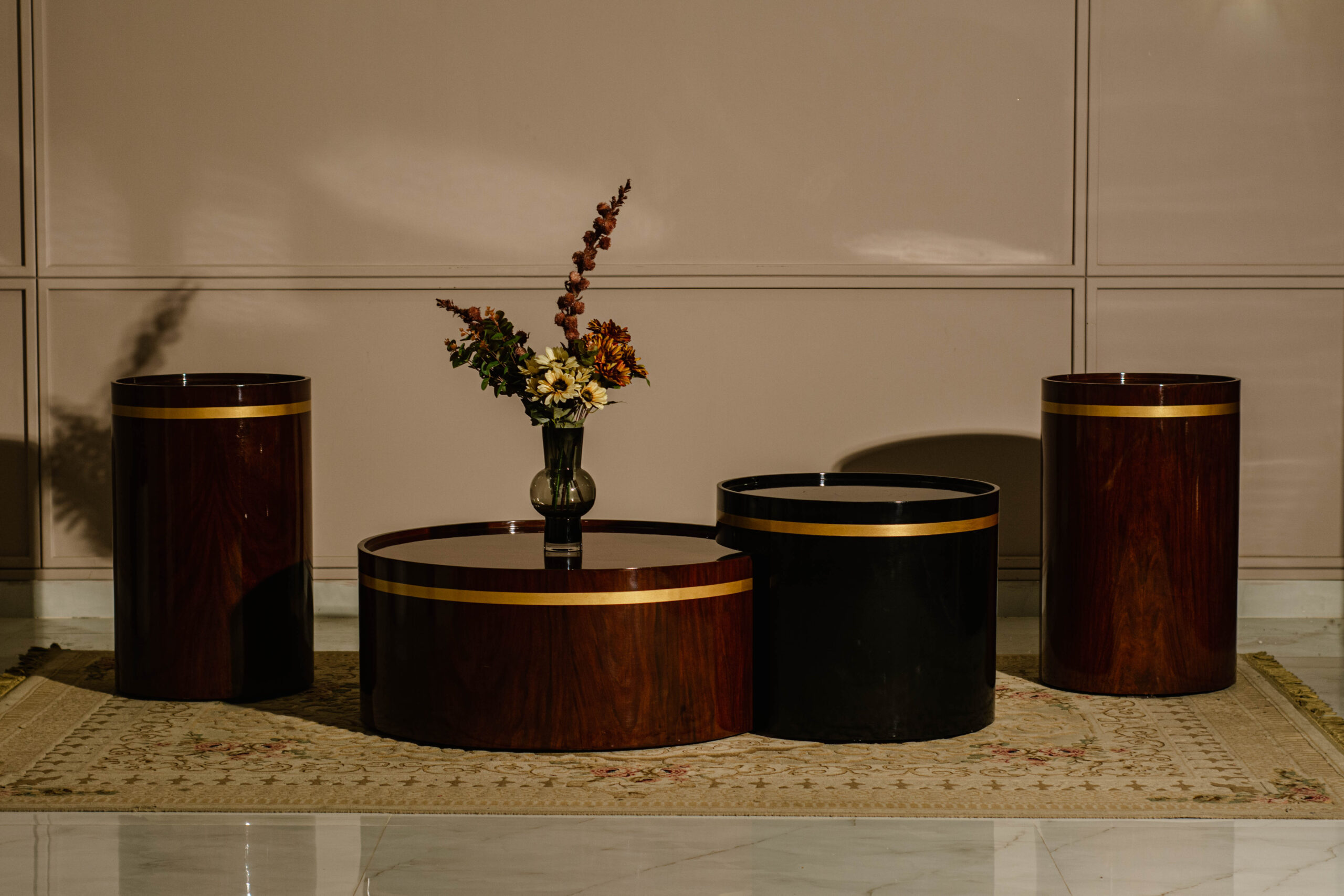 Brass Line Center Table Set