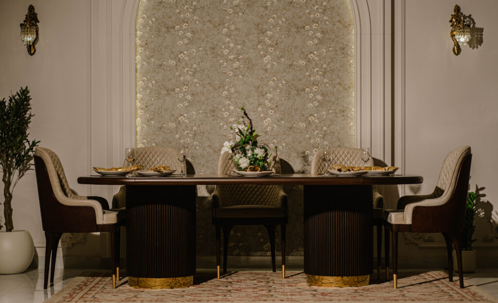 Burl Brass Dining Table
