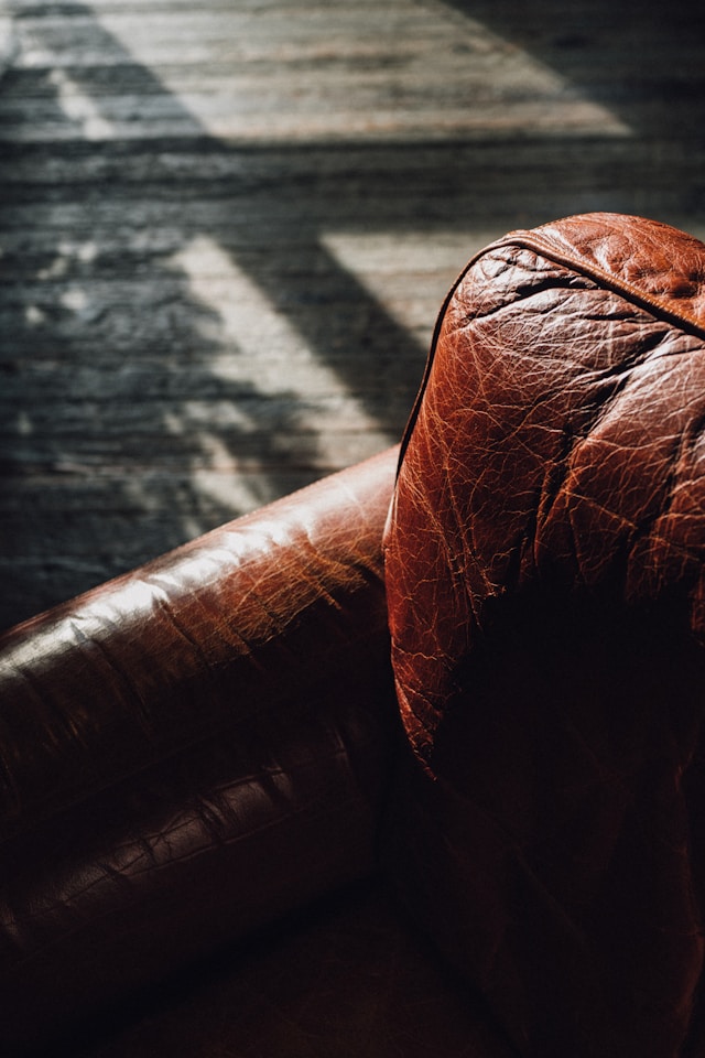 Full-grain natural leather texture