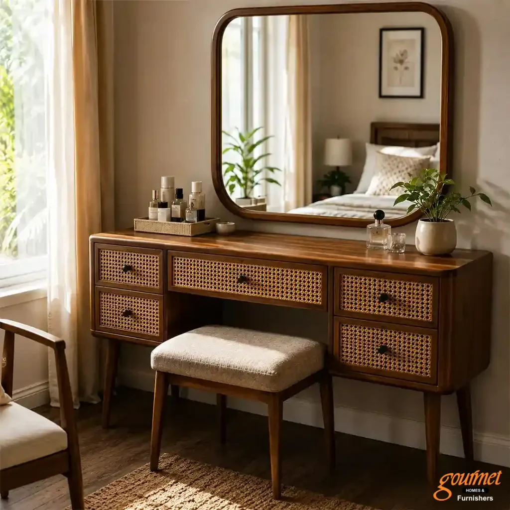 Cane-Front Dressing Table