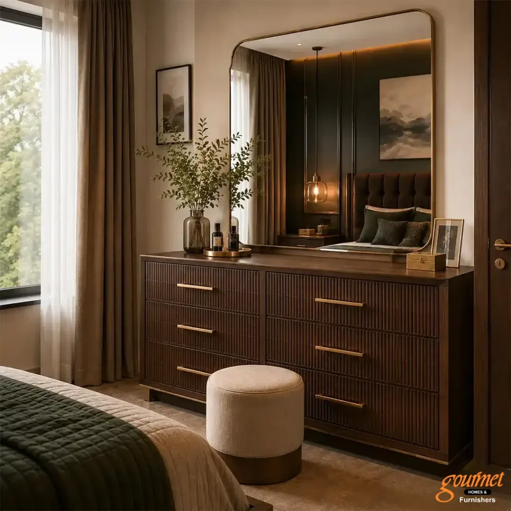 Dark Wood and Brass Design