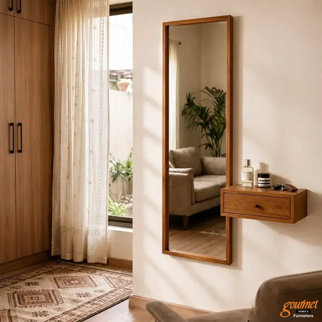 Full-Length Mirror With Floating Shelf