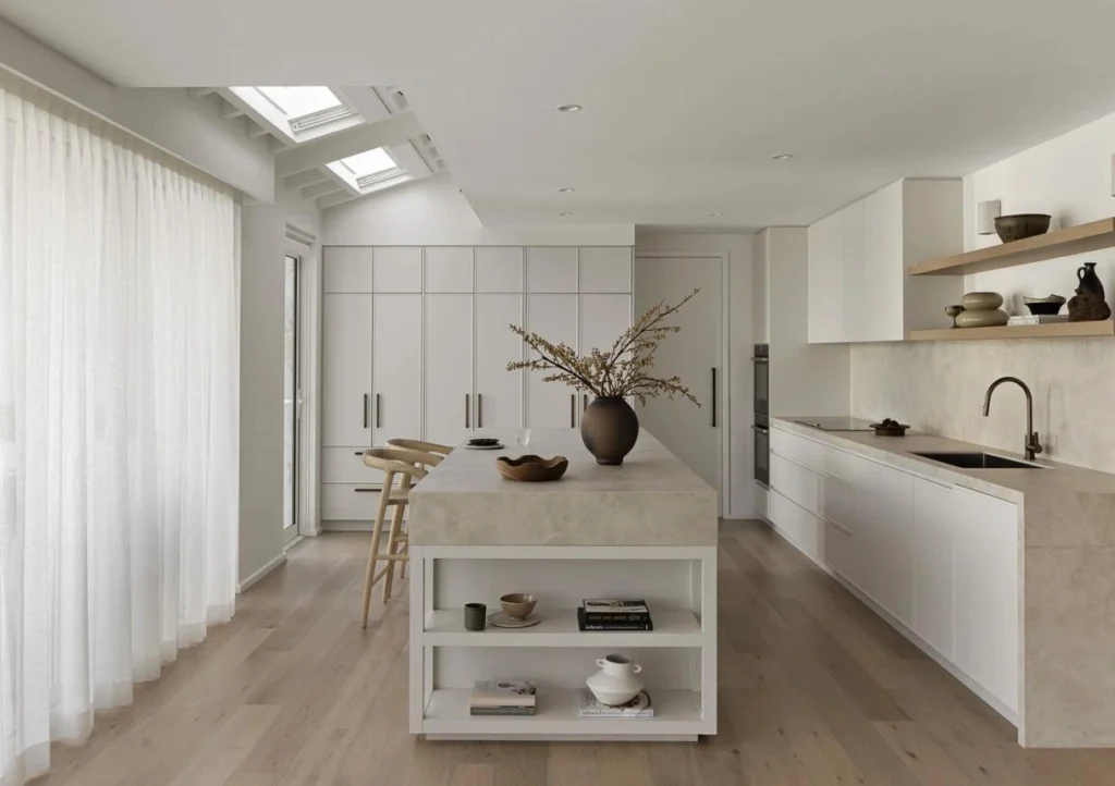 White and Beige Kitchen Design